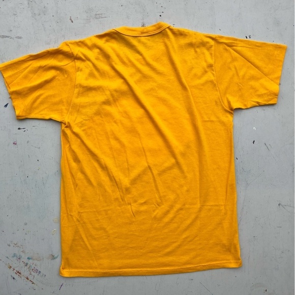 Men's Vintage Russell T-Shirt Yellow Football M Crew USA Single Stitch 100 Years - Picture 8 of 13